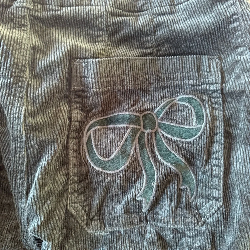 Anthropologie Maeve Colette Bow Corduroy Wide Crop Leg Pants 28 Forest Green - Picture 14 of 14